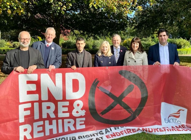 Hilary and other Labour politicians at the Fire and Rehire rally in Leeds