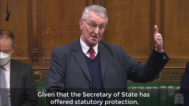 Hilary speaking in the House of Commons