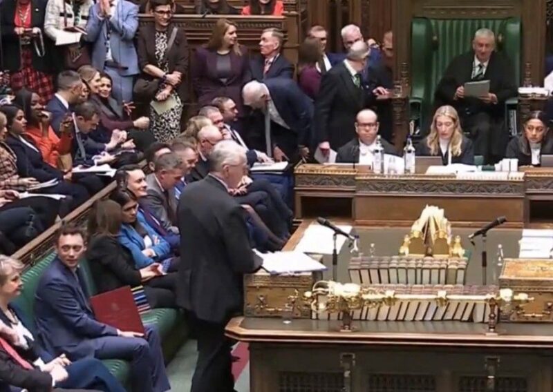 Hilary answering questions about Northern Ireland in the House of Commons