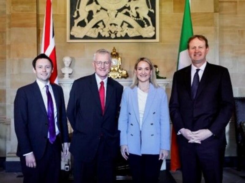 Hilary with Irish Foreign Minister Helen McEntee, Justice Minister Jim O’Callaghan and my fellow NI minister Matthew Patrick MP at the BIIGC at Hillsborough Castle